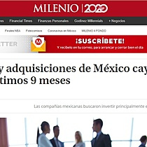 Fusiones y adquisiciones de Mxico cayeron 10% en ltimos 9 meses